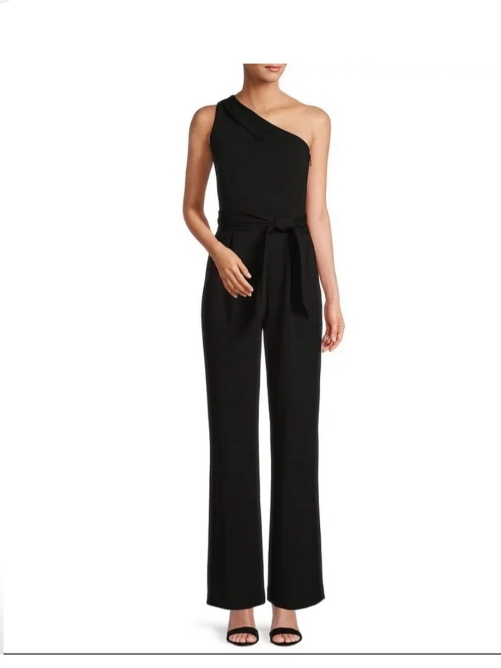 ANTONIO MELANI One-Shoulder Black Jumpsuit with Waist Tie
